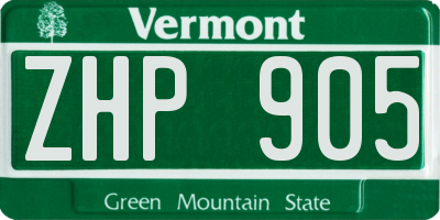 VT license plate ZHP905