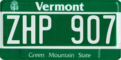 VT license plate ZHP907