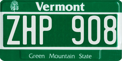 VT license plate ZHP908