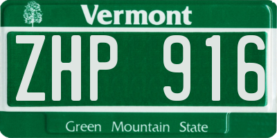 VT license plate ZHP916