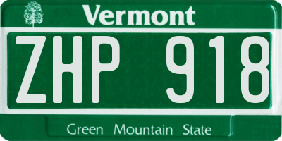 VT license plate ZHP918