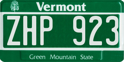 VT license plate ZHP923