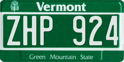 VT license plate ZHP924