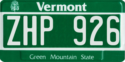 VT license plate ZHP926