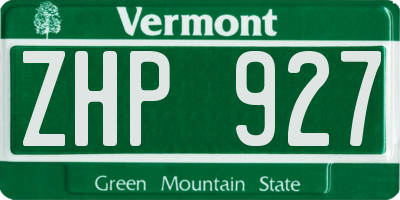 VT license plate ZHP927