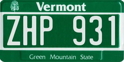 VT license plate ZHP931