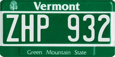 VT license plate ZHP932