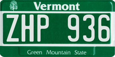 VT license plate ZHP936