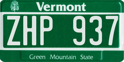 VT license plate ZHP937