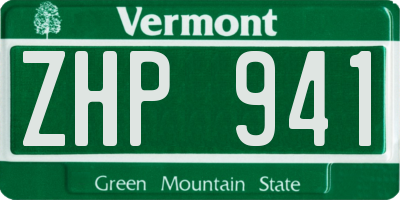 VT license plate ZHP941