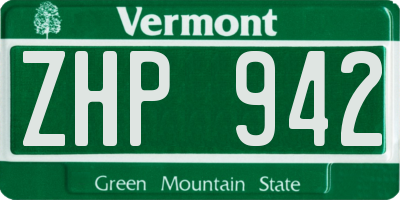 VT license plate ZHP942