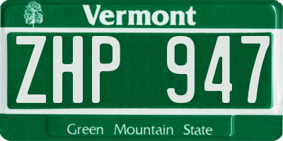 VT license plate ZHP947