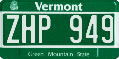 VT license plate ZHP949