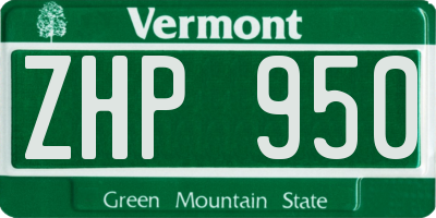 VT license plate ZHP950