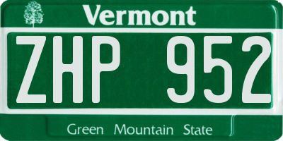 VT license plate ZHP952