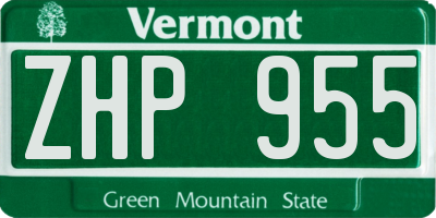 VT license plate ZHP955