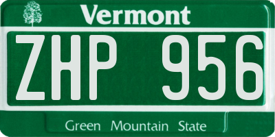 VT license plate ZHP956