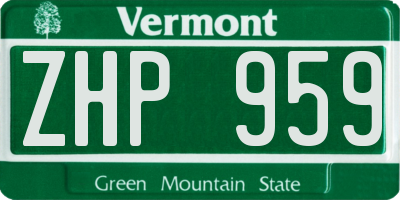 VT license plate ZHP959