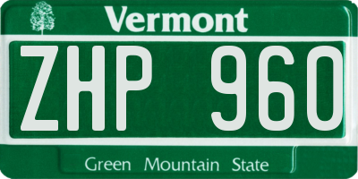 VT license plate ZHP960