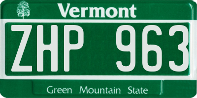 VT license plate ZHP963