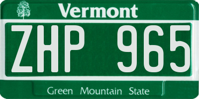 VT license plate ZHP965