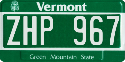 VT license plate ZHP967