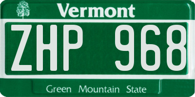 VT license plate ZHP968