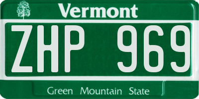 VT license plate ZHP969