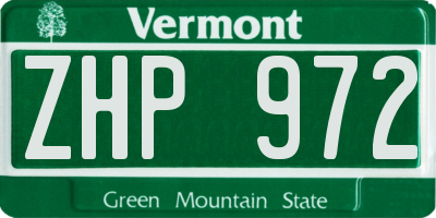 VT license plate ZHP972