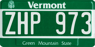 VT license plate ZHP973
