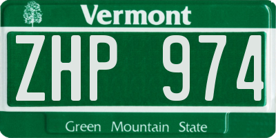 VT license plate ZHP974