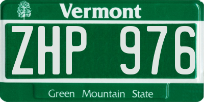 VT license plate ZHP976