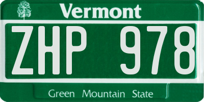 VT license plate ZHP978