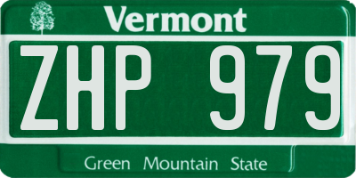 VT license plate ZHP979