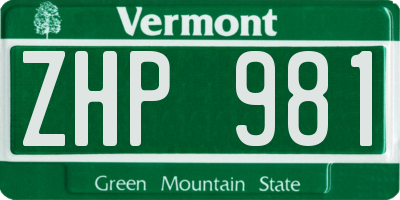 VT license plate ZHP981