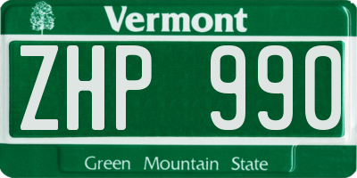 VT license plate ZHP990