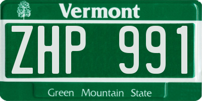 VT license plate ZHP991