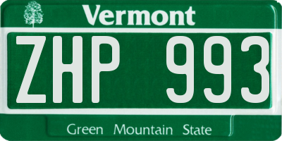 VT license plate ZHP993