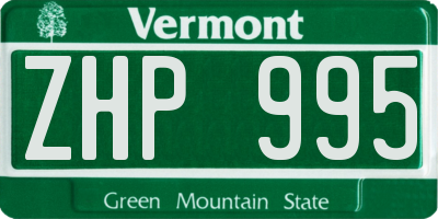 VT license plate ZHP995