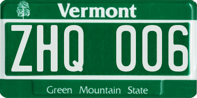 VT license plate ZHQ006