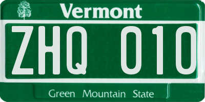VT license plate ZHQ010