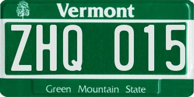 VT license plate ZHQ015