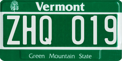 VT license plate ZHQ019
