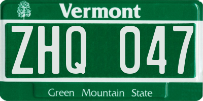 VT license plate ZHQ047