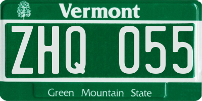 VT license plate ZHQ055
