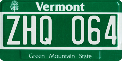 VT license plate ZHQ064