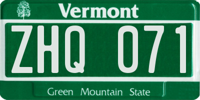 VT license plate ZHQ071
