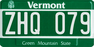 VT license plate ZHQ079