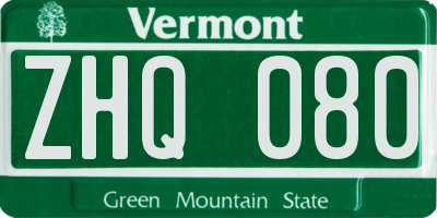 VT license plate ZHQ080