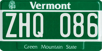 VT license plate ZHQ086